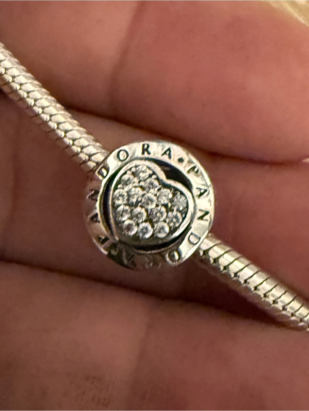 PANDORA Silver Heart Pavé Spacer Charm - Silver